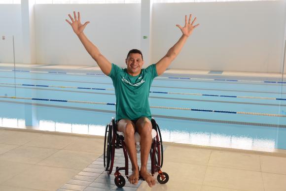 O premiado nadador brasileiro Clodoaldo  Silva  faz  aclimatação  no  Centro  de  Treinamento Paralímpico dos  Imigrantes